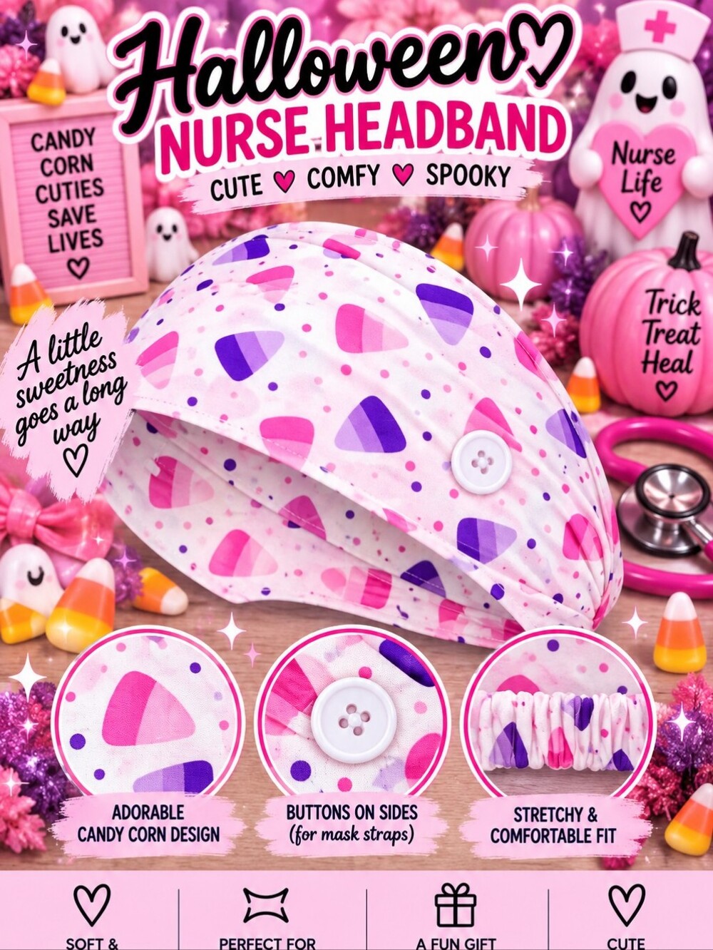 Halloween Candy Corn Headband - Pink & Purple!!